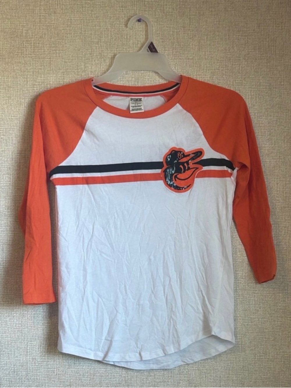 PINK Victoria's Secret Baltimore Orioles Raglan Long Sleeve Tee